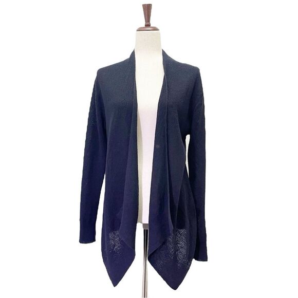 Eileen Fisher Lightweight Wool Waterfall Cadigan in Dark Navy Blue Size Medium - Picture 1 of 12